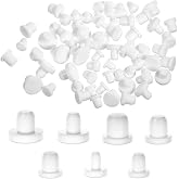 70 Pcs Silicone Rubber Hole Plug, 7 Sizes Round Rubber Button Hole End Covers, Silicone Plugs, White High Temp T-Type Holes Plugs, Soft Flexible Stopper, Waterproof &amp; Sealing