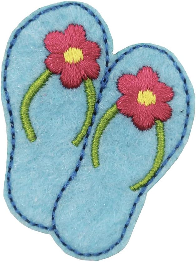 Mixed Media - Flip Flops Embroidered Iron On Patch Summer