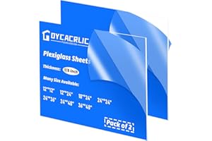 DYCacrlic 2 Pack 18x24 inch Clear Acrylic Sheets 1/8" Thick - 18x24 Plexiglass Sheets 1/8 inch Thick for Laser Cutting, Signs Board, Crafts, Display Case, Table Top, and Window Glass Alternative