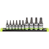 GRIPEDGE Tools | 10-PC RPT Security Star Driver Set | Sizes T8H - T50H | 1/4'' - 3/8" Drive | Made With S2 Steel | Includes Premium Aluminum Socket Rail |