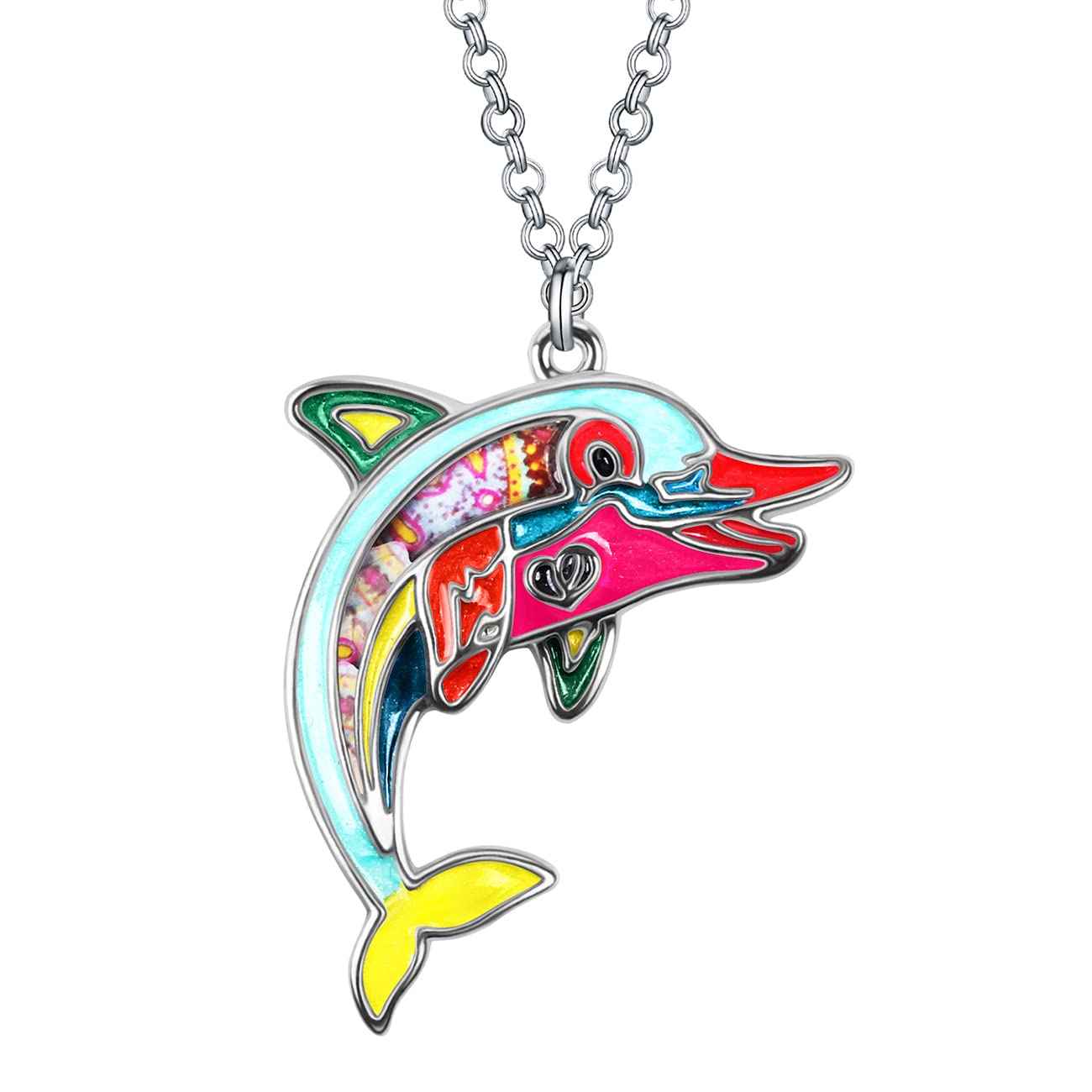 Enamel Alloy Anime Dolphin Necklace Gifts Pendant Fashion Jewelry Ocean Charms for Women Girls (Multi)