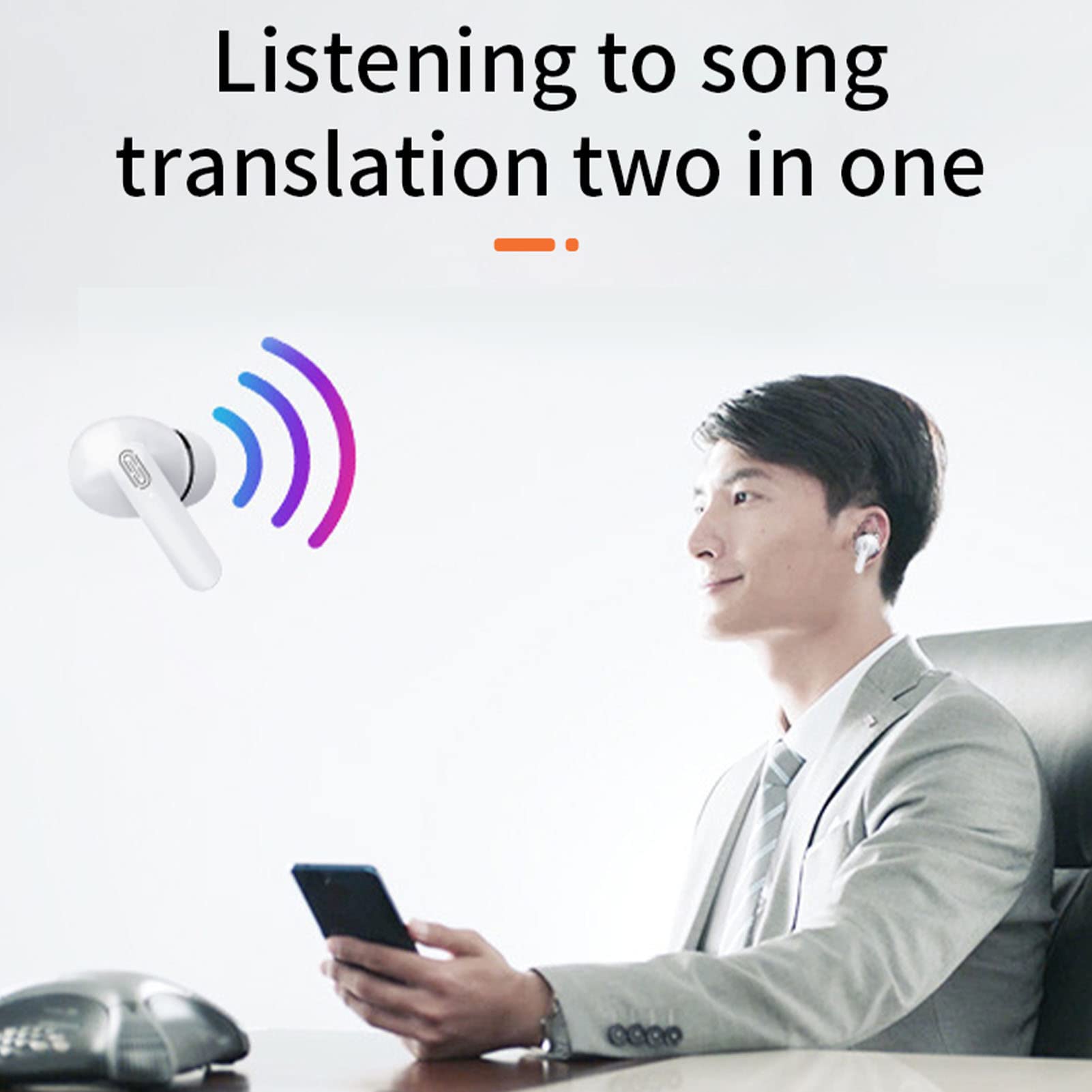Zunate Y113 Earbuds Language Translator, Supports 114 Languages 3 Translation Modes, Voice Language Translator with Bluetooth, for Business Travelling(White)
