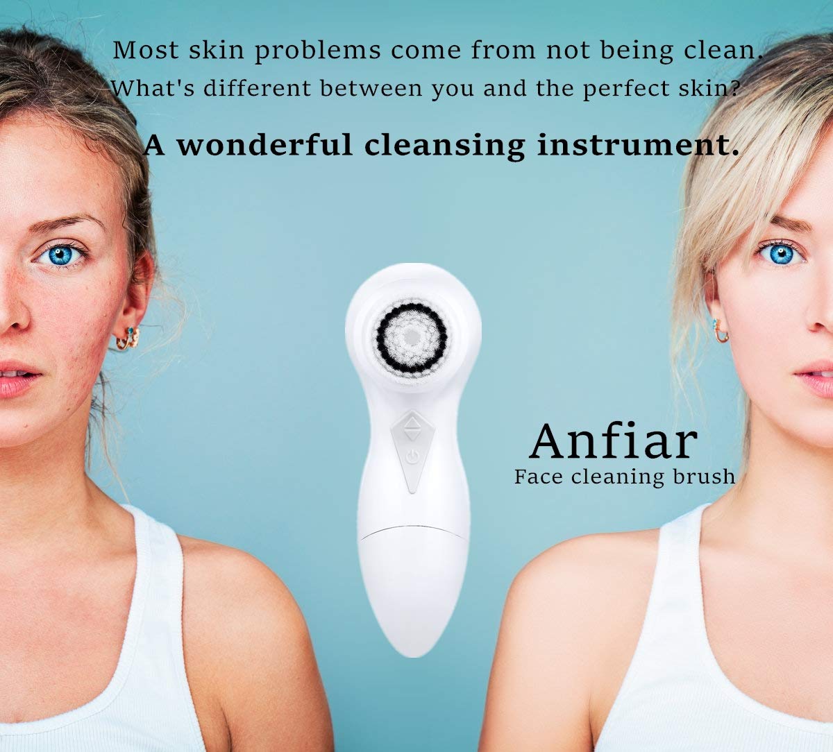 Anfiar Gesichtsreinigungsbürste Gesichtsbürste Elektrisch IPX6 Wasserdicht Minimiert Poren Porenreiniger Entfernt Mitesser Verbessert Teint Hautreinigung Gesichts-Massagegerät mit Etui