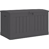 Suncast 50 Gallon Medium Capacity All Weather Construction Resin Outdoor Storage Deck Box with Arched Lid for Patio, Garden, or Pool, Peppercorn