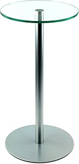 freeroom24 Blumensäule/Beistelltisch/Glastisch/Tisch/rund/Ø 30cm x H. 60cm / Silber Brillant