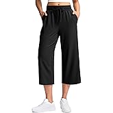 Soothfeel Women's Capri Pants Loose High Waisted Wide Leg Lightweight Travel Hiking Pants for Women Casual Summer with Pocket