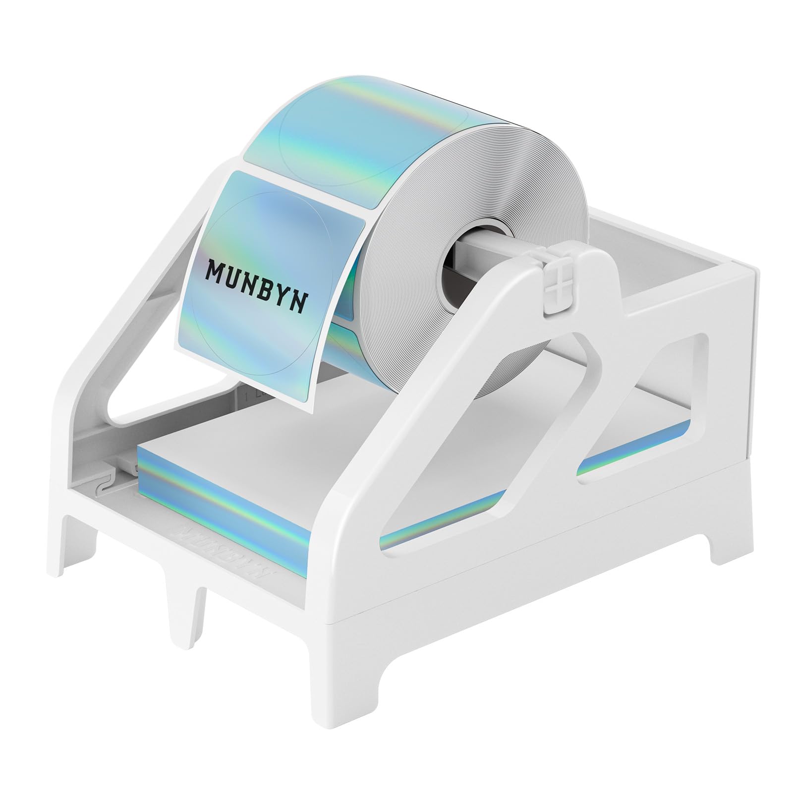 MUNBYN Label Holder for Rolls and Stack Fan-Fold Labels, ILH01, White