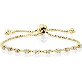 Gem Stone King Round Gemstone Birthstone Tennis Bracelet For Women | 925 Sterling Silver | 2.5MM Round | Fits Up To 9 Inch Wrist | Adjustable Bolo Bracelet For Women | Easy-On Easy-Off