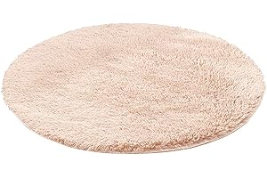 Kekon Ultra Soft Indoor Modern Round Area Rugs Fluffy Non-Slip Floor Carpets Silky Mat for Living Room Bedroom Kids and Baby Room Nursery and Pet, 2.6ft, Light Brown
