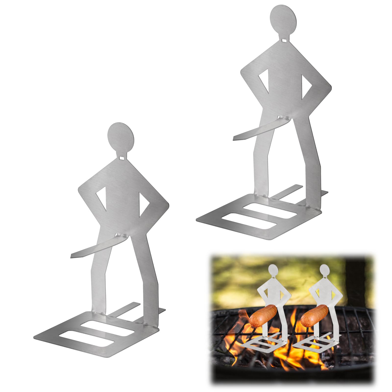 Portable Funny Hot Dog BBQ Tools - Stainless Steel BBQ Sausage Holder & Rack for Outdoor Cooking (2)