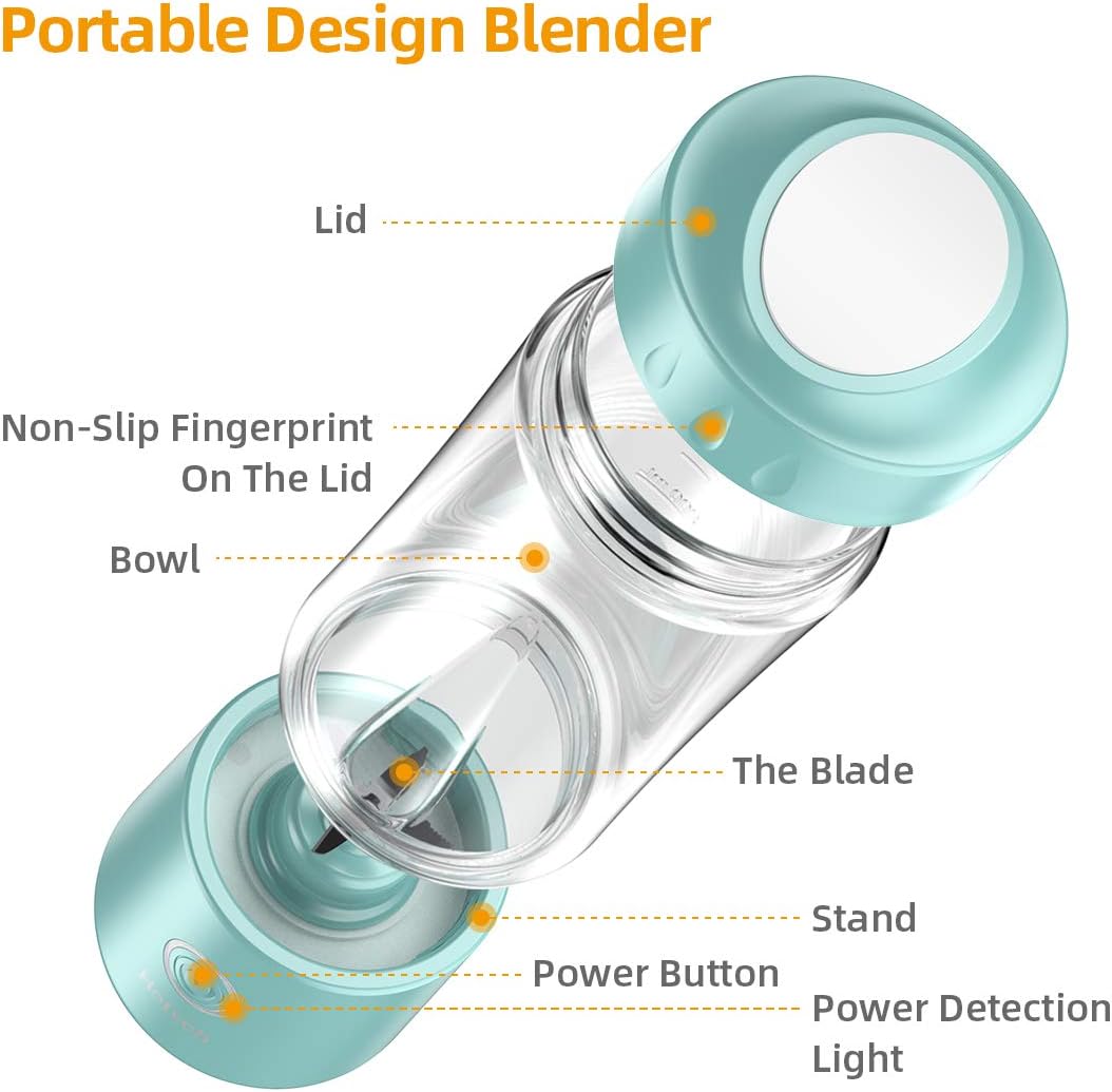 [2020 Upgraded Version]Hotsch Portable Blender, Personal Size Blender Juicer Cup for Juice Crushed Ice Smoothies and Shakes, 4001mAh USB Rechargeable with Six Blades, Mini Blender for Sports, Office, Travel, Gym and Outdoors: Kitchen & Dining