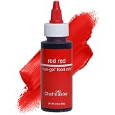 Chefmaster Red Red Liqua-Gel&reg; Food Coloring | Vibrant Color | Professional-Grade Dye for Icing, Frosting, Fondant | Baking &amp; Decorating | Fade-Resistant | Easy-to-Use | Made in USA | 2.3 oz