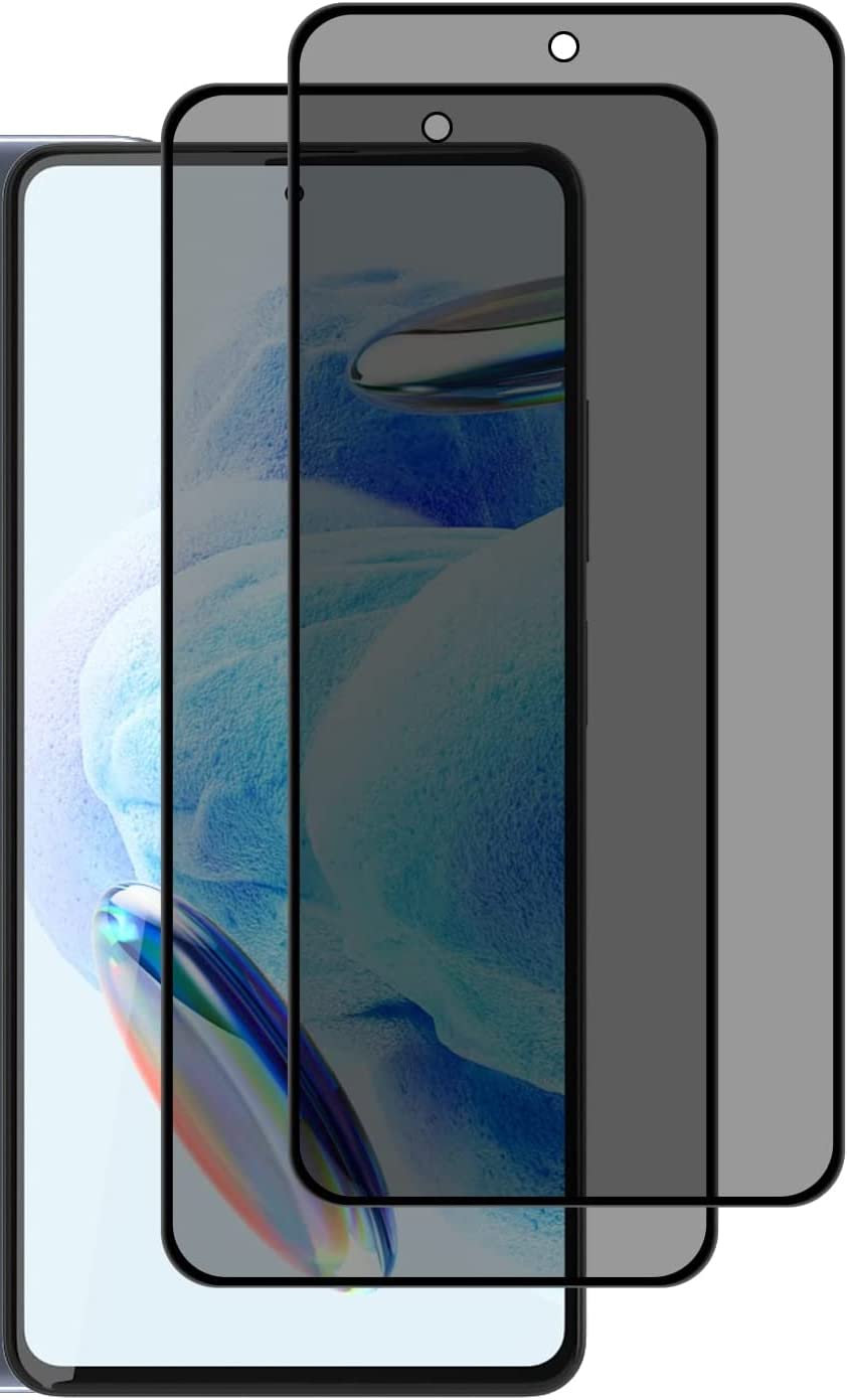 Fiokxie [2 Pack] Anti-Spy Screen Protector for Xiaomi Redmi 12 4G- Full Screen Privacy Screen Protector, 3D Tempered Glass Film, 9H Hardness Anti-Peeping Full Coverage Protector Anti Scratch Screen