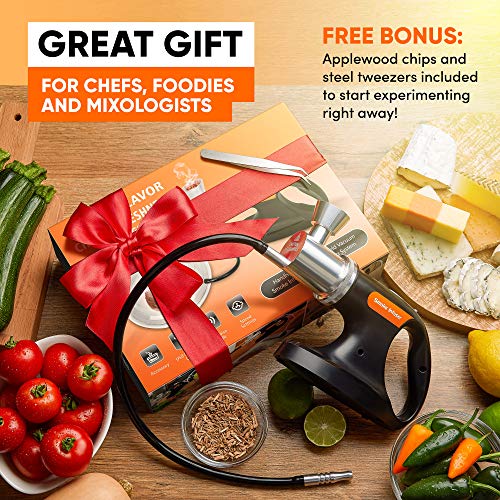 Jo Chef Professional Handheld Smoke Gun - Cold Smoker + Vacuum Function - USB Smoking Gun Food Smoker - Wood Chips Included - Ideal Gift for Chefs and Mixologists - Use for Sous Vide, Cocktails