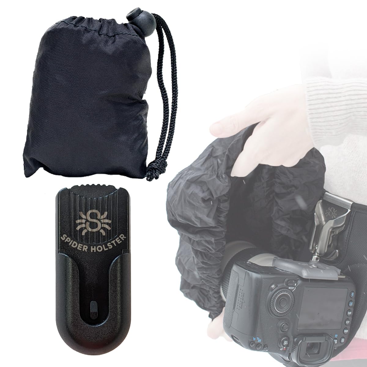 SPIDER HOLSTER - SpiderMonkey Large Rain Cover - Self Locking Belt Accessory Clip with self-contained Waterproof Cover to Protect Your Gear from The Elements!