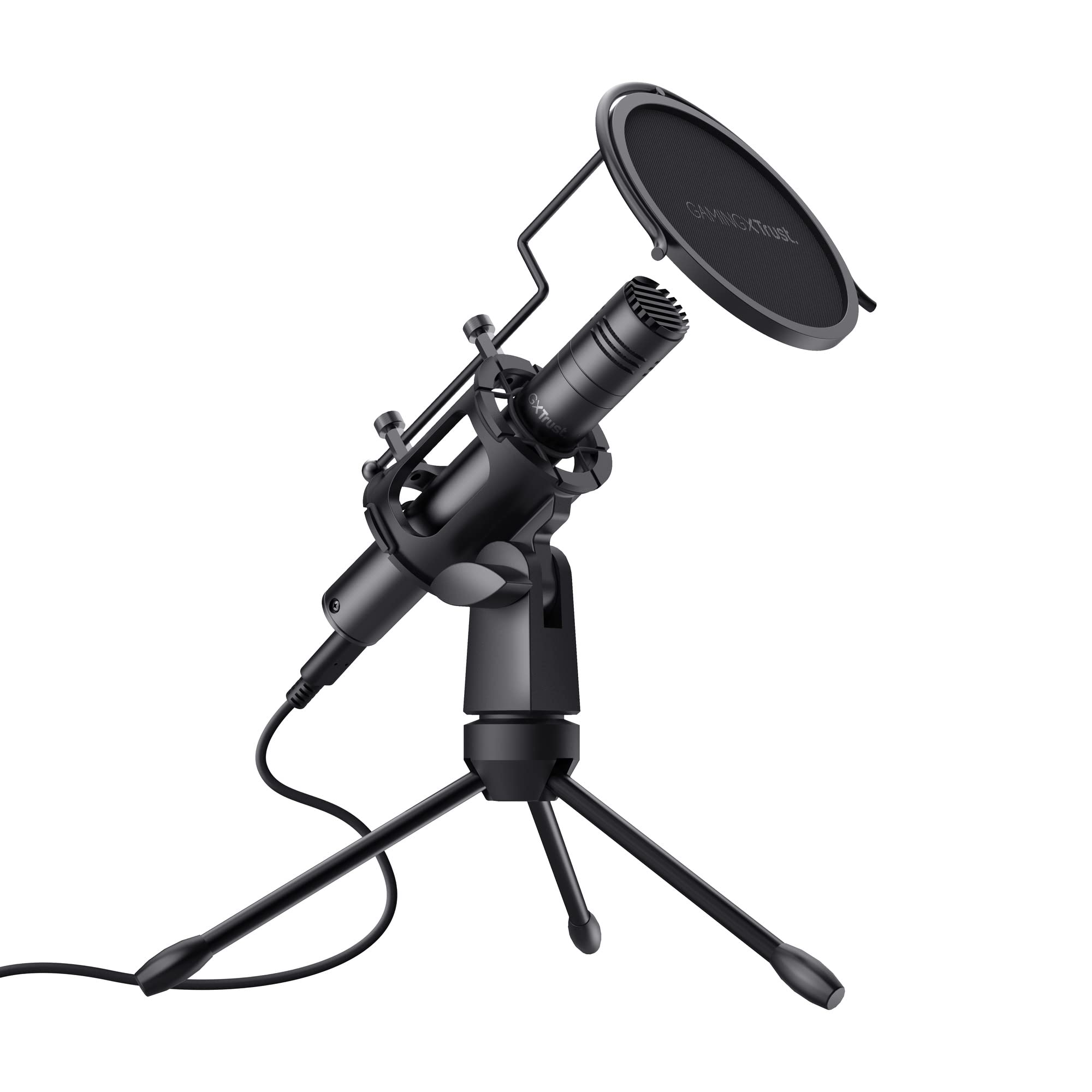 Trust Gaming USB Streaming Microphone GXT 241 Velica - Condenser Mic with Tripod Stand and Pop Filter for Computer, Laptop, PC, Podcast, Studio, Singing, Recording, Black