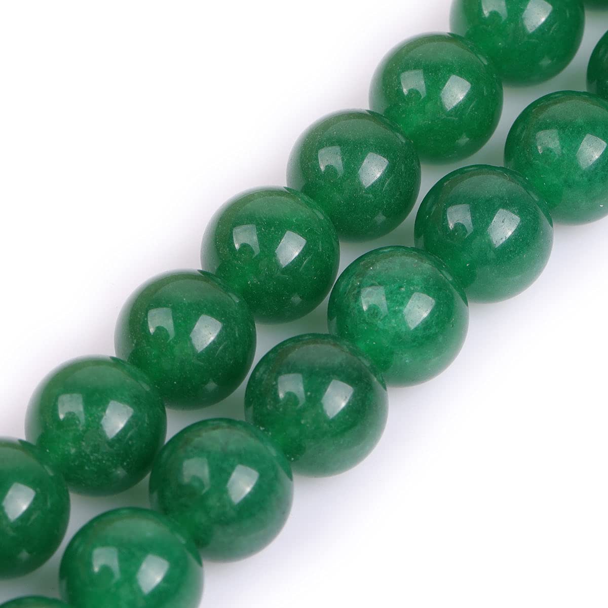 GEM-Inside Natural 14mm Green Jade Round Gemstone Semi Precious Loose Beads for Jewellery Making 15''