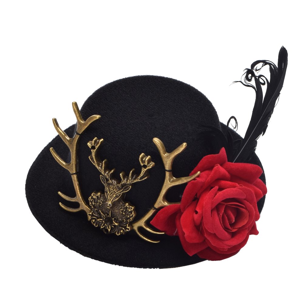 BLEBLESSUME Victorian Steampunk Women Mini Top Hat Hair Clip (G)