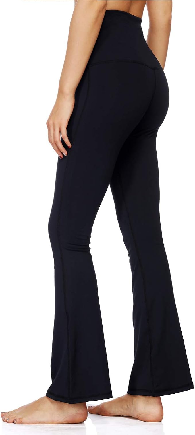 Kyopp Womens Bootcut Yoga Pants with Pocket Stretch Tummy Control Workout Running Pants Straight Leg Dress Pants