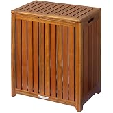 Oceanstar Solid Wood Spa Hamper, with Removable liner bag, Brown