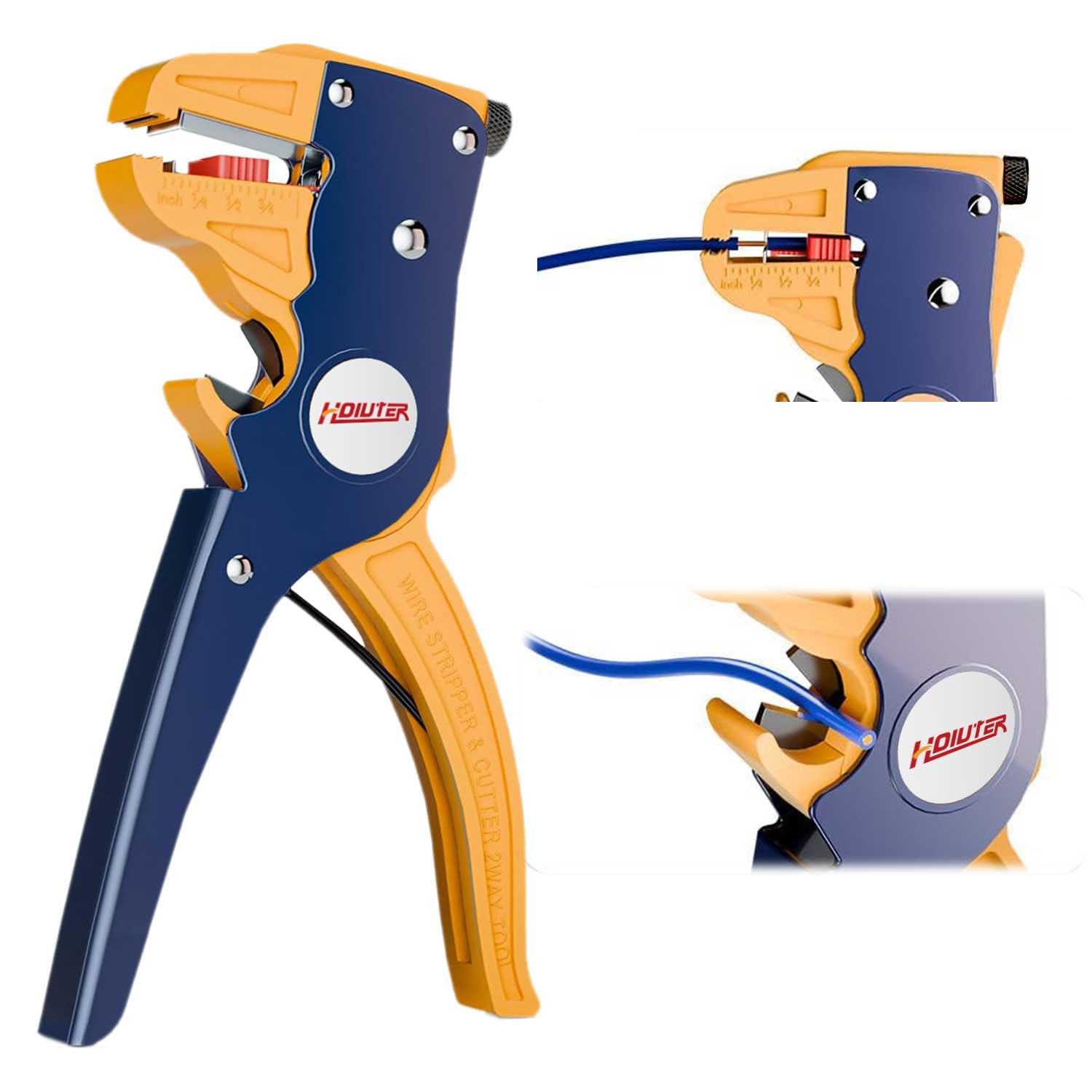 Photo 1 of 2 in 1 Automatic Wire Stripper and Cutter, Quick Striper Self Adjusting Wire Stripper, Multifunctional WireStripper Crimper Cable Cutter Pliers (Yellow)