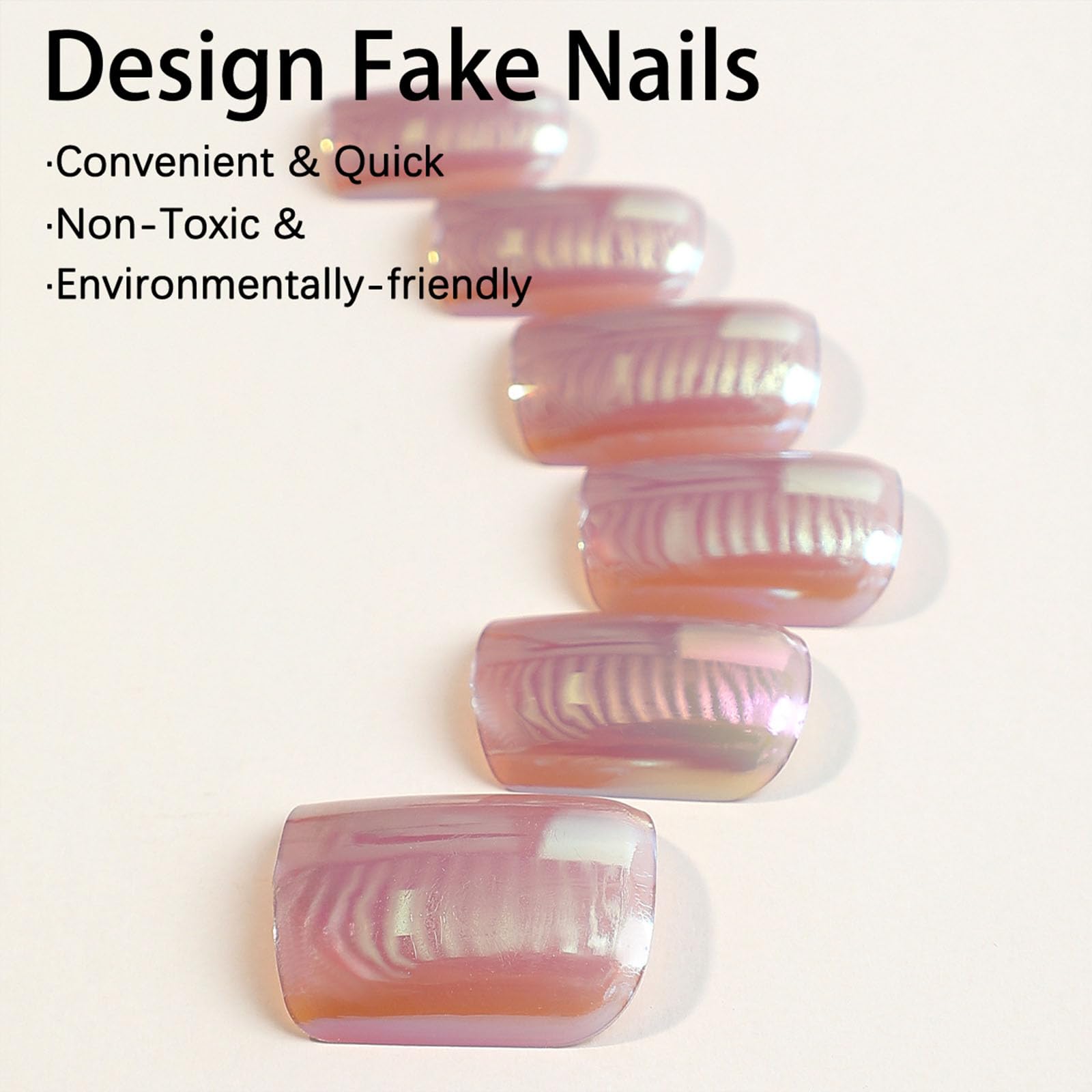 Chrome Press on Nails Short Square Fake Nails with Chrome Designs Glossy Glue on Nails Press ons Full Cover False Nails Acrylic Artificial Short Stick on Nails for Women 24 Pcs - Image 3