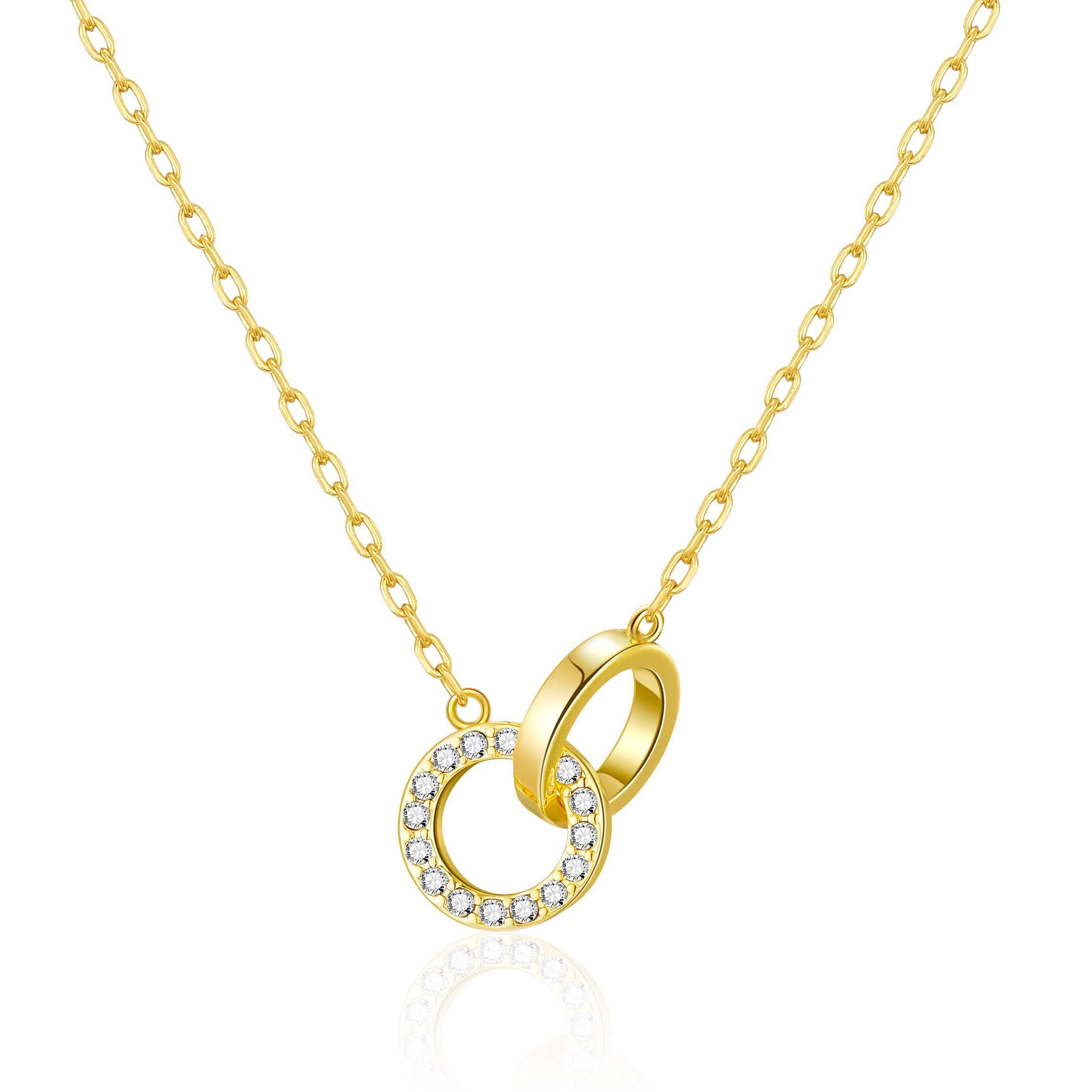 Philip Jones 18k Gold Plated Circle Link Necklace Created with Zircondia® Crystals