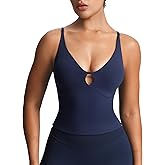Aoxjox Women's Workout Sleeveless Sculpt Strap Longline Tank Fitness Training Gym Yoga Crop Tanks