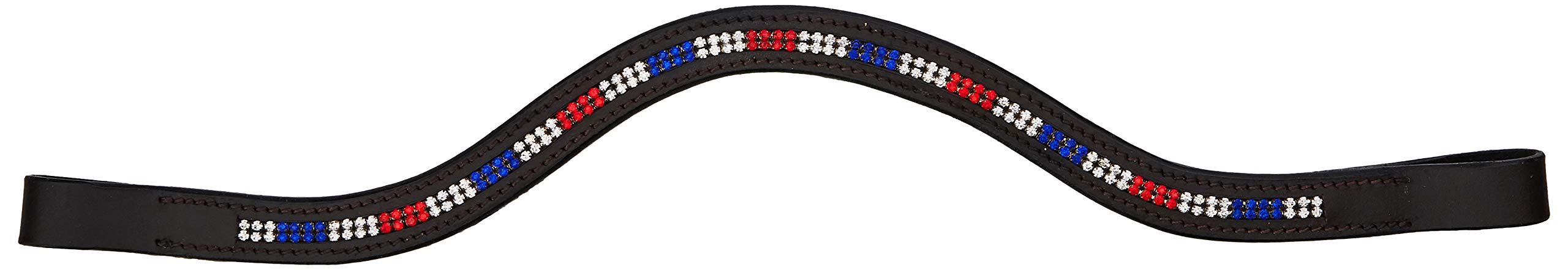 Cwell Equine curved * Team GB * CRYSTAL BROWBAND *Brown* (Full 16 Inches)
