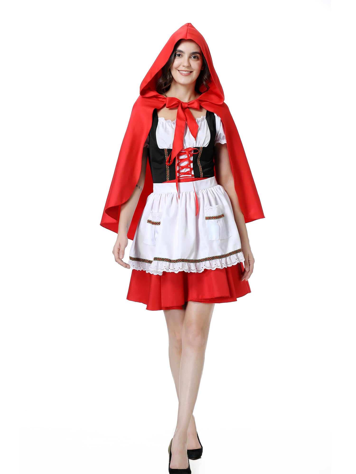 maxToonrain Little Red Riding Hood Costume Women,Women's Halloween Costumes Funny Red Cape+World Book Day Cosplay Fancy Dress for Women(Short,S) — image 1