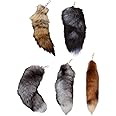 5Pcs Keychain Pendant for Women, 16 Inch Faux Fox Tail Bag Keychain Charm Keyrings Faux Fur Animal Tail for Cosplay Decor