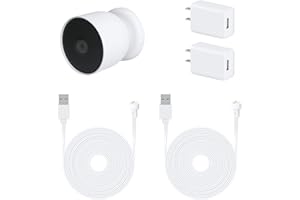 WOCHEL 2Pack Power Adapter Compatible with Google Nest Cam Outdoor or Indoor, Battery, with 16.4Ft/5m Weatherproof Charging Cable Continuously Power Your Nest Cam (Battery) - White