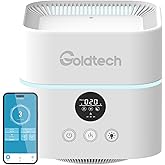 Goldtech Air Purifier and Humidifier Combo for Bedroom Up to 200Ft²,H13 True HEPA Filter Desk Air Purifiers with Smart WiFi,500ML Water Tank,LED Light,Small Air Purifier for Bedroom,Office