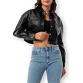 CHIGUO Women Faux Leather Cropped Jacket Trendy Moto Biker Short Jacket Fashion PU Coat Party Jacket