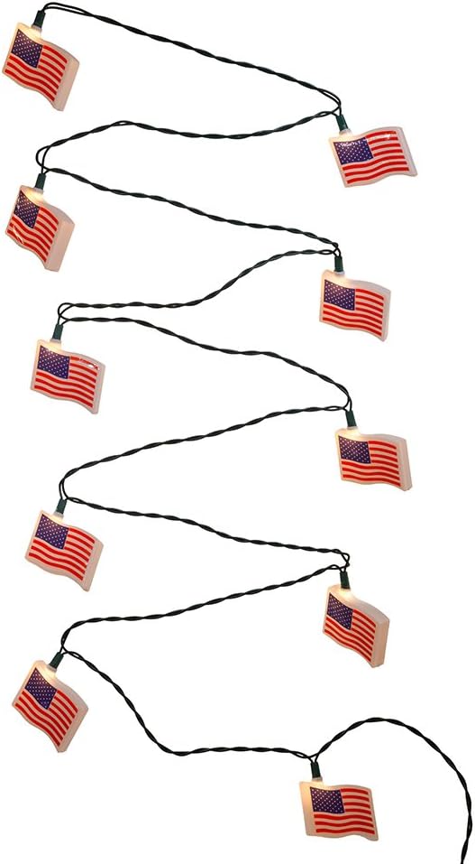 Kurt Adler UL 10-Light USA Flag Light Set