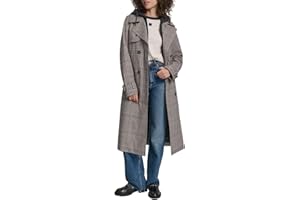 DKNY womens Trench Coat With Bib– Long Double-breasted Belted Jacket With Quilted Bib With HoodTrenchcoat