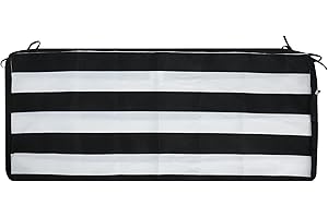 Magpie Fabrics Patio Bench Cushion Cover 42x18x3 Inch, NO Insert! Water&Fade Resistant Outdoor Loveseat Replacement Cover with Zipper (Black White)