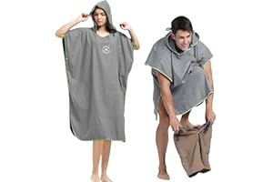 Hiturbo Microfiber Surf Poncho, Wetsuit Changing Bath Robe, Quick Dry Pool Swim Beach Towel with Hood