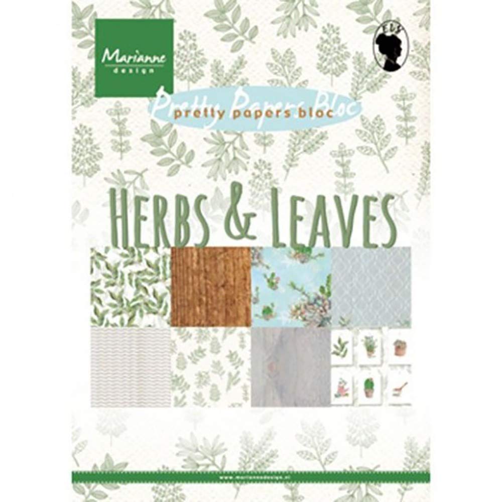 Marianne Design Herbs & Leaves Paper Pad, Multi-Colour, 20.9 x 15 x 0.9 cm