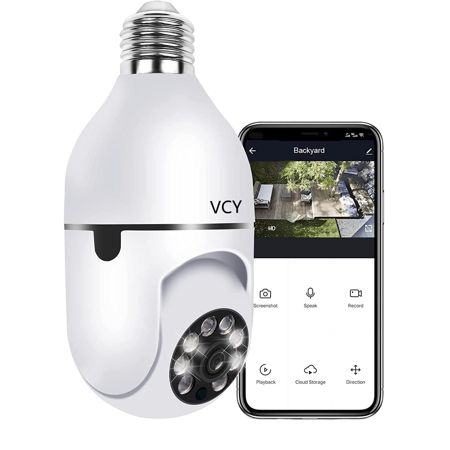 Bulb camera wifi 2MP Smart Life 5GHz Bulb Lamp Camera,1080P Wifi PTC IR E27 Color Night Vision Home Security CCTV Camera with Automatic Tracking Bulb Security 360° Pan-Tilt View light Camera Indoor