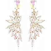 FENBORY Rhinestone Statement Earrings Cluster Crystal Drop Dangle Earrings Teardrop Chandelier Earring Dangling Prom Wedding Bridal Earrings for Women