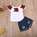 Toddler Baby Girls Jeans Shorts Outfits Floral Shirt Tops Ripped Denim Shorts Summer Clothes Set (White,4-5T)