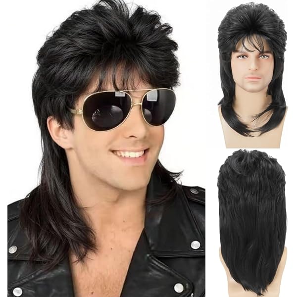 Peluca De Rockero Negra Para Hombre Y Mujer | 100% Polietileno | Funidelia | Ideal Para Carnaval Y Halloween