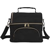 Waxed Canvas Lunch Cooler Bag for Men, Insulated Lunch Box with Two Compartment, Small Soft Cooler Lunch Bags with 2 Ice-Packs, 10.5L Leakproof Lunchbox for Work, Camping, Beach and Road Trips