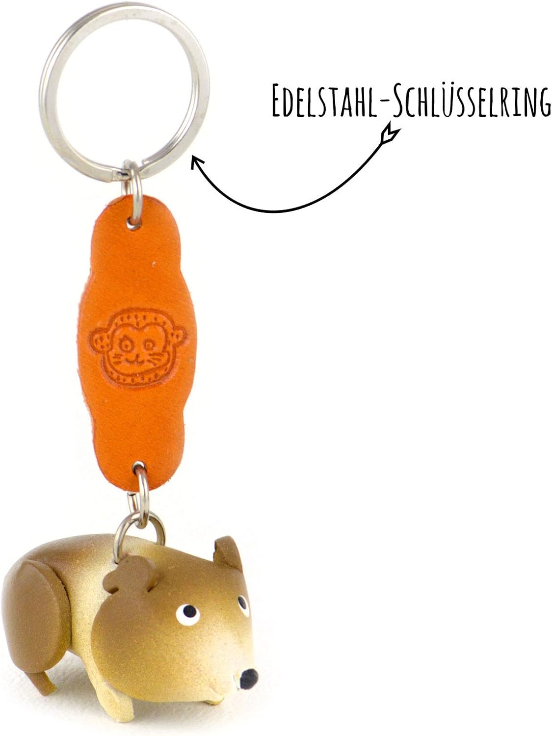 MONKIMAU Leather Keyring Hamster, Brown White - Image 5