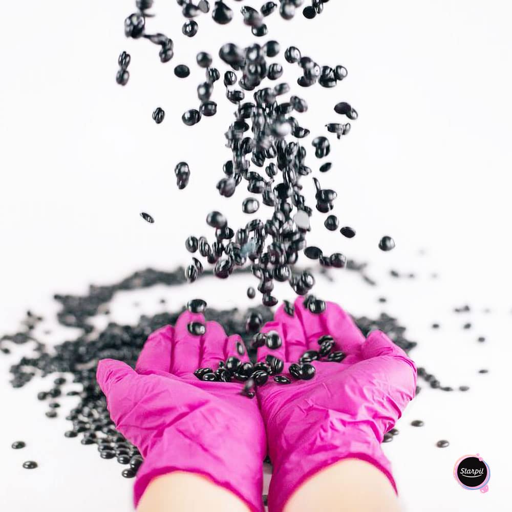 Starpil Wax 600g / 1.3 lb Black Hard Wax Beads for Painless Hair Removal, Stripless Wax Beads, Polymer Blend Low Temperature Wax for Face, Bikini, Brazilian, Legs, Underarm, Back and Chest