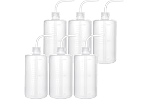 Lainballow 6Pcs 1000ml/34oz Wash Bottles,Plastic Squeeze Bottles,Clear Water Squirt Bottle,Tattoo Wash Bottle,Safety Watering Tools with Narrow Mouth for Tattoo Succulent Watering Medical Lab