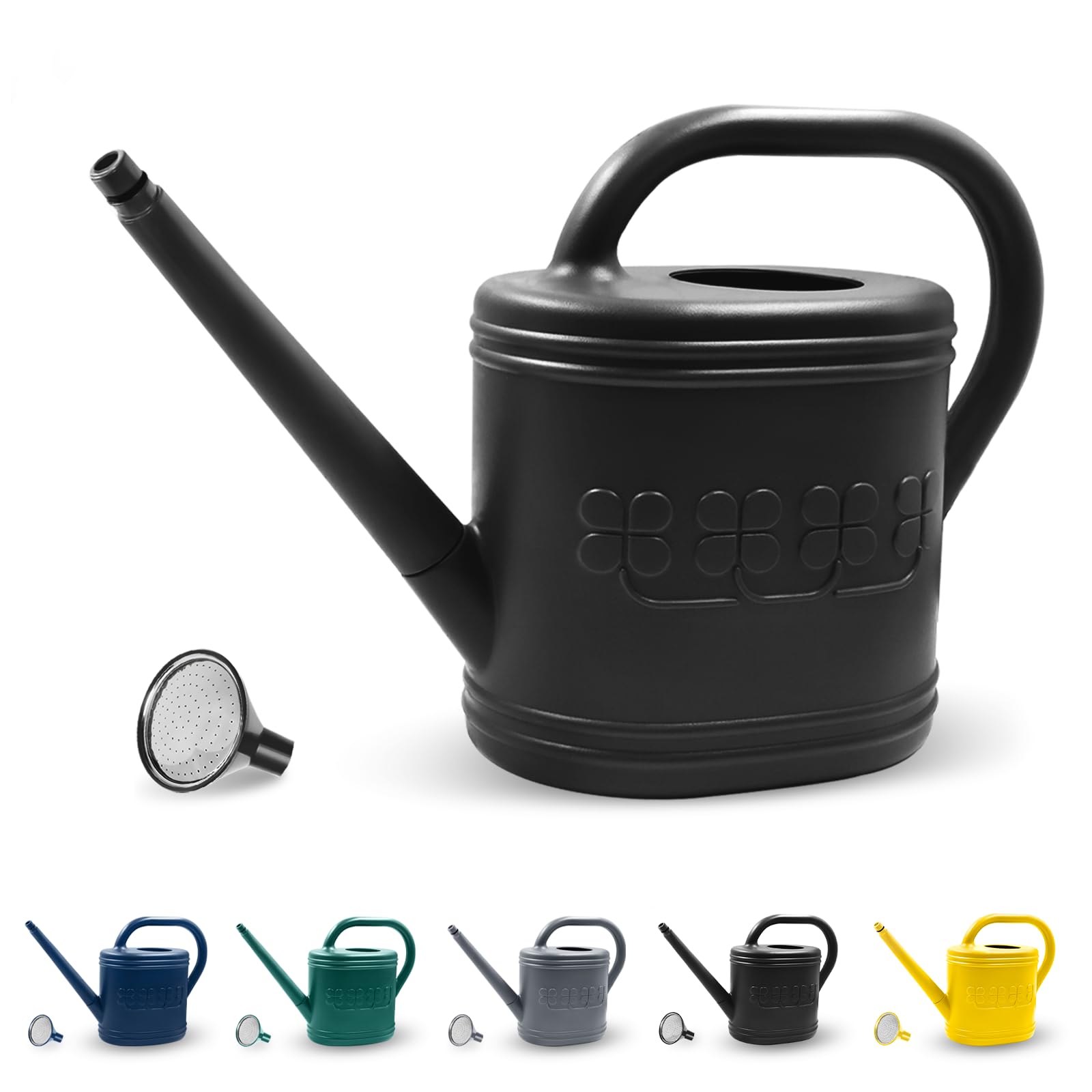 View 1 of 2 Gallon Watering Can, Outdoor Watering Can for Plants, Garden Water Can with Removable Long Spout and Stainless Steel Sprinkler Head, Large Water Can for Greenhouse (Black, 2 Gallon)