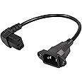 CERRXIAN 0.3m Down Angle C13 to C14 Panel Mount Power Cable, 90 Degree IEC 320 C13 Female to C14 Male PDU Power Supply Extension Cord for Monitors,Computers,Etc(Dc13m-c14)