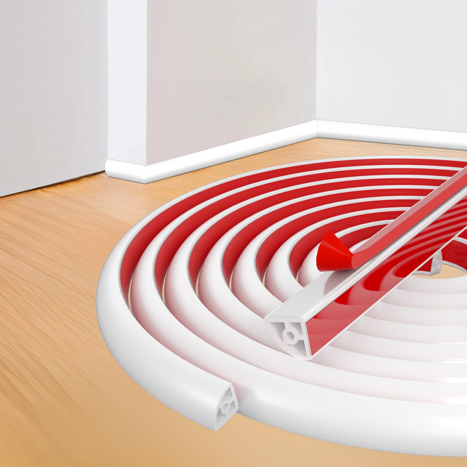 Photo 1 of Flexible Quarter Round Molding Trim - 157in Waterproof Bendable Silicone Peel and Stick Molding Trim for Walls, Floor, Corner, Staircase, Tub, Cabinet Edge